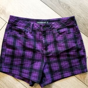 purple plaid shorts